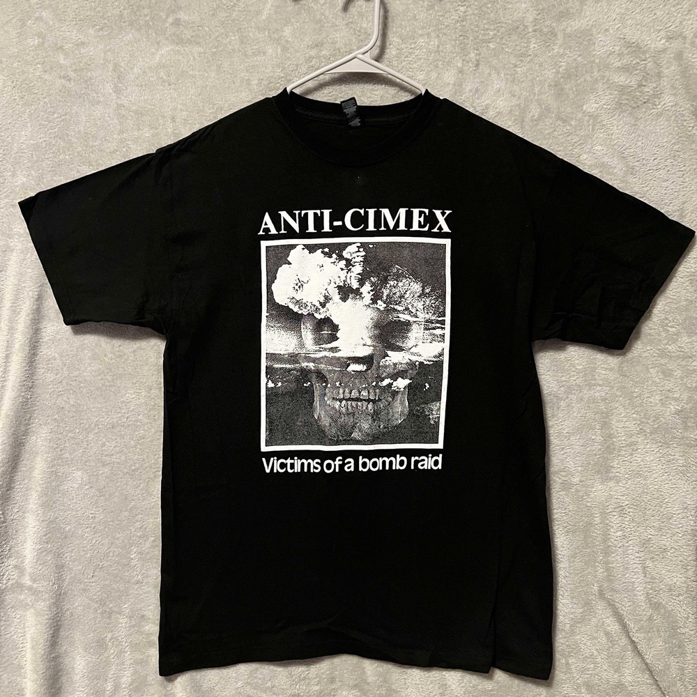 Anti Climax Rare Band HTF Victims Of A‎ Bomb Raid Black Shirt Large Vintage